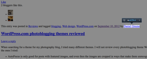 Screenshot of hidden byline exposed by stripping CSS, courtesy of Josh, a WordPress Happiness Engineer