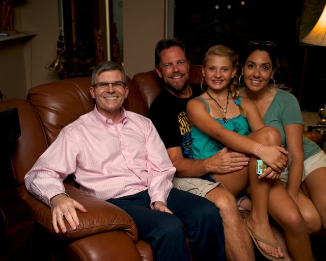 Photo of Me with my brother Chris, niece Gabriella, and sister-in-law Lisa in our living room