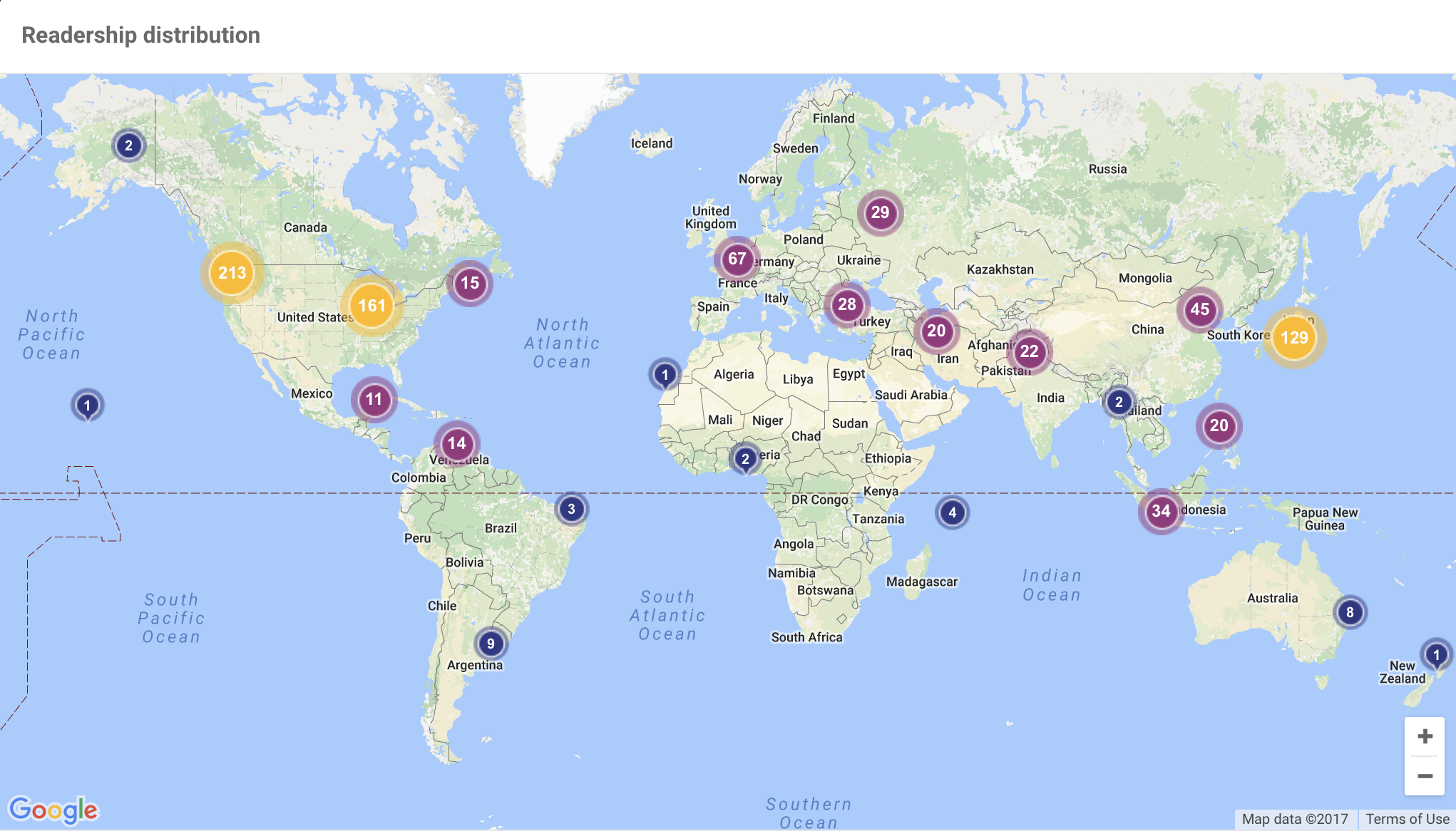 Readership distribution map